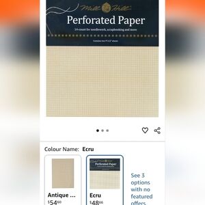 New Mill Hill perforated paper For 14 Count Needlework New In Package 2pk